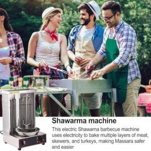 "Revolutionize your home cooking with the Electric Vertical Rotisserie Shawarma Broiler, featuring 2 heating tubes and a temperature chime for precise control. Perfect for home or restaurant use, this stainless steel machine offers 110V power and 2400W output."