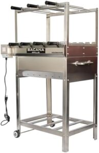 Discover the ultimate Brazilian BBQ grill for your outdoor gatherings! This 7-skewer, stainless steel churrasco features a multi-rotisserie and is portable for wood fire or charcoal grilling. Perfect for chicken, steak, or veggies.