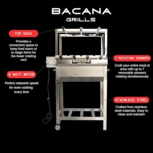 Discover the ultimate Brazilian BBQ grill for your outdoor gatherings! This 7-skewer, stainless steel churrasco features a multi-rotisserie and is portable for wood fire or charcoal grilling. Perfect for chicken, steak, or veggies.