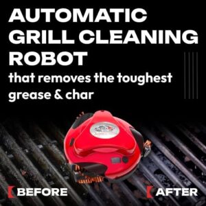"Revolutionize your grilling experience with the Grillbot Automatic Grill Cleaning Robot featuring nylon brushes and a grill scraper. Effortlessly clean your BBQ grill and enjoy perfect meals with every cookout, no scrubbing required!"