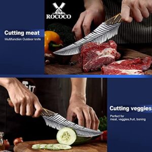 Discover the Japanese Feather Viking Dragon Boning Cleaver Serbian Chef Knife Set, forged in fire and perfect for outdoor camping, BBQ, or a unique Christmas gift. Sharpens well, durable sheath included.