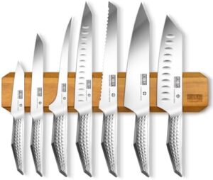 Elevate your cooking experience with this 8-piece stainless steel knife set featuring ultra-sharp blades and ergonomic handles. Includes magnetic holder for easy organization. Perfect for professional chefs and home cooks alike, on sale now!
