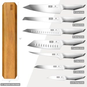 Elevate your cooking experience with this 8-piece stainless steel knife set featuring ultra-sharp blades and ergonomic handles. Includes magnetic holder for easy organization. Perfect for professional chefs and home cooks alike, on sale now!