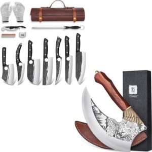 Here is the optimized meta description:

"Slice and serve like a pro with the TIVOLI Ulu Knife 9-inch Pizza Cutter Axe, featuring a 13-piece butcher knife set for effortless meat cutting. Plus, enjoy sharp blades and precise control."