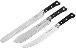 Here is the generated meta description:

"Upgrade your cutting experience with Cutluxe's Brisket, Bullnose and Cimeter Knife Set, featuring high carbon German steel blades, ergonomic handles and razor-sharp edges. Limited time offer: 15% off on this artisan series set!"