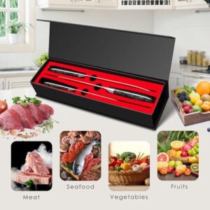 Discover the Kuwata 3PCS Professional Damascus Black Gold Series VG10 Damascus Steel Kitchen Knife Set, featuring ergonomic G10 handles and sharp blades. Perfect for home cooks and pros alike!