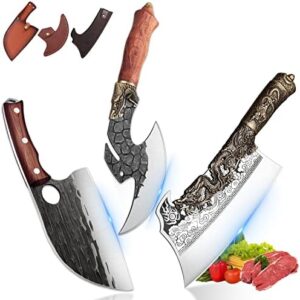 Discover the ultimate chef knife set for outdoor enthusiasts and BBQ lovers, featuring a sharp boning cleaver and comfortable sheath. Perfect gift for men.