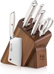 Unlock culinary mastery with the Cangshan L1 Series 7-Piece Cleaver Knife Block Set. Forged German steel and white design create a premium cooking experience.