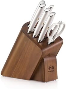 Unlock culinary mastery with the Cangshan L1 Series 7-Piece Cleaver Knife Block Set. Forged German steel and white design create a premium cooking experience.