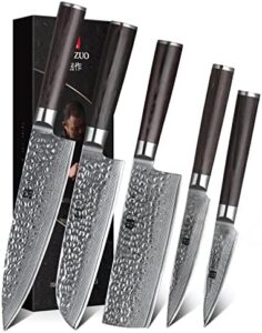 Discover the XINZUO Kitchen Knife Set's precision and durability, featuring 67-layer hammered Damascus blades and Pakkawood handles. Perfect for chefs and home cooks. Get sharp results without breaking the bank with this affordable set of 5 knives.