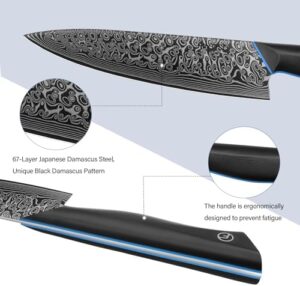 Upgrade your kitchen with the 3PCS Ultra Sharpe Chef Knife Set featuring 67-Layer Japanese Damascus Steel forges and premium G10 handles, ideal for professional-grade performance.