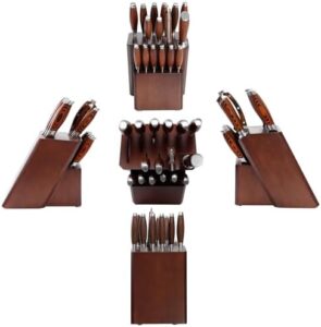 Discover the ultimate knife block set for any kitchen, featuring 17 precision-crafted pieces and a sturdy wooden base. Perfect for gifting or personal use, with German steel blades for exceptional cutting performance.