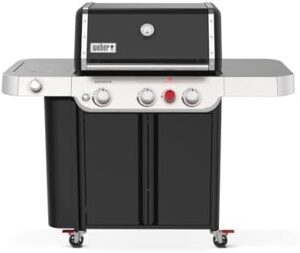 "Upgrade your outdoor cooking with the Weber Genesis E-335 Liquid Propane Gas Grill, featuring 507 square inches of cooking space and a sleek black finish. Ideal for backyard barbecues, perfect for families."