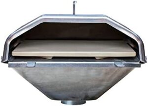 Elevate your outdoor cooking experience with Green Mountain Grills' Wood-Fired Steel Pizza Oven Attachment for Daniel Boone/Jim Bowie Model Grills. Includes a square pizza stone, perfect for a hot and crispy pie. Get ready to sizzle!