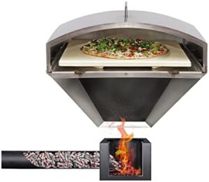 Elevate your outdoor cooking experience with Green Mountain Grills' Wood-Fired Steel Pizza Oven Attachment for Daniel Boone/Jim Bowie Model Grills. Includes a square pizza stone, perfect for a hot and crispy pie. Get ready to sizzle!