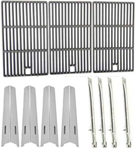 Here is the generated meta description:

"Upgrade your cooking experience with this Replacement Kit for Perfect Flame gas models, featuring 4 burners and heat plates. Includes cast iron cooking grate perfect for precision control."
