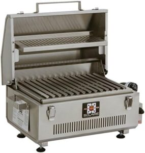 Here is the optimized SEO meta description:

"Solaire's portable infrared warming rack gas grill features stainless steel construction and compact design for outdoor or indoor use. Perfect for camping, patios, or balconies. Get this versatile grill at an unbeatable price!"