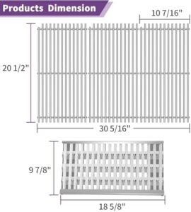 Upgrade your grilling experience with the 54801 9MM Stainless Steel Grill Grate and 92911 Heat Plate Shield combo, designed for DCS grill parts replacement. Perfect fit for BGA36-BQARL/BQARN and BGA48-BQARL/BQARN models.