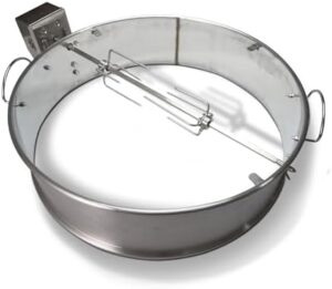 Enhance your grilling experience with the Slow 'N Sear Rotisserie Kit, featuring stainless steel construction and perfect for even cooking on 22" SnS Grills Kettle Grills.