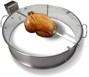 Enhance your grilling experience with the Slow 'N Sear Rotisserie Kit, featuring stainless steel construction and perfect for even cooking on 22" SnS Grills Kettle Grills.