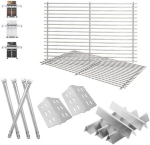 Upgrade your Weber Genesis E330 grill with this comprehensive replacement kit featuring front control knobs, flavorizer bars, grill grate, and heat deflector. Perfect for a hassle-free cooking experience.