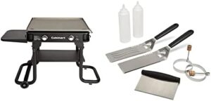 Discover the ultimate grilling experience with Cuisinart's professional-grade propane gas grill featuring two burners and a spacious 28" flat top. Includes 7-piece kit for perfect results every time.