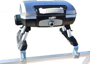 Here is the optimized SEO meta description:

"Grill your favorite foods on your pontoon boat with Cuisinart's modified grill, paired with Arnall's stainless bracket set in silver. Perfect for outdoor cooking adventures!"
