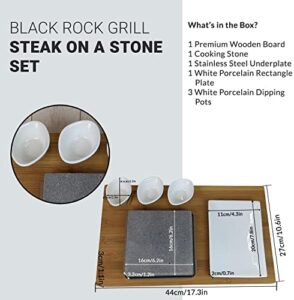 Experience the ultimate grilling experience with Black Rock Grill's Steak On The Stone Set, featuring a hot rock grill table top lava cooking stone for effortless and healthy cooking. Cook to perfection with this innovative gift set!
