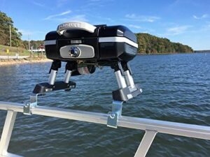 Upgrade your pontoon boat grilling experience with the Cuisinart Grill, now modified for perfect fit with Arnall's Stainless Grill Bracket Set. Enjoy 3-in-1 versatility and durability.