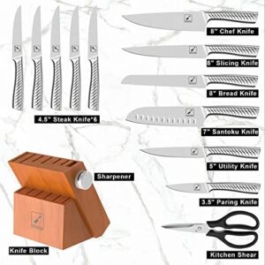 Discover the ultimate kitchen companion - imarku's 14PCS Knife Set! Includes a built-in sharpener for effortless blade maintenance and dishwasher-safe stainless steel construction. Perfect for home cooks and professional chefs alike.