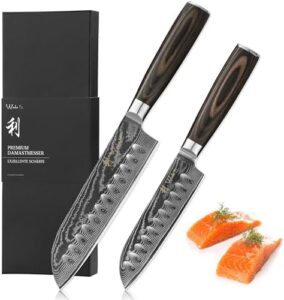 Here is the generated meta description:

"Upgrade your kitchen with Wakoli's 2-piece Damascus steel chef knife set featuring a VG10 core, Pakkawood handle and gift box. Perfect for professional cooking, save on your next purchase!"