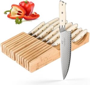 Here is the optimized SEO meta description:

"Upgrade your kitchen with Nanfang Brothers' 14-piece Damascus knife set, featuring ABS ergonomic handles and VG10 steel blades. Perfect for professional chefs and home cooks alike."