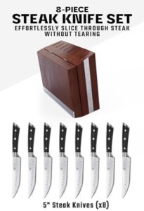 Elevate your dinner game with Dalstrong's 8-piece Steak Knife Set, featuring high-carbon German steel blades and G10 handles. Perfect for kitchen enthusiasts, this set includes a folding block for convenient storage.