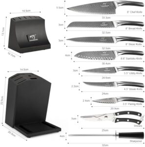 Discover the ultimate knife set for your kitchen! The Nanfang Brothers 15-Piece Damascus Kitchen Knife Set includes a block with ABS ergonomic handle, perfect for chefs and home cooks alike.
