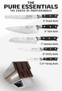Elevate your cooking game with the Dalstrong Knife Block Set, featuring 5pcs of ELITE high-carbon Japanese steel knives, black G10 handles, and a premium acacia wood block. Perfect Valentine's gift for any culinary enthusiast!