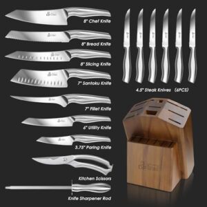 Discover the ultimate kitchen companion - 16-piece DDF iohEF knife set with block featuring ultra-sharp Japanese stainless steel blades and sharpener for effortless cooking and slicing. Perfect for any culinary enthusiast!
