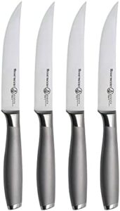 Discover the Messermeister Avanta Forged 5" Fine Edge Steak Knife Set, a pack of 2 German-made knives featuring X50 stainless steel and rust-resistant design for easy maintenance. Perfect for steak lovers!