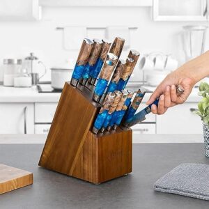 Here is the generated SEO meta description:

"Unleash your culinary creativity with Senken's 15-piece Damascus knife block set, featuring high-carbon Japanese VG10 steel blades and a collection of chef-approved knives for precise cuts."