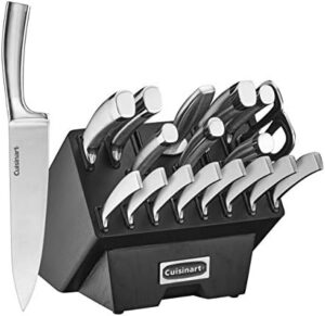 Elevate your cooking experience with the Cuisinart Normandy 19-Piece Cutlery Block Set, featuring stainless steel and ashwood black handles. Perfect for everyday use, this comprehensive set includes knives, forks, and spoons, all stored in a compact block.
