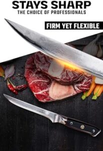 Master the art of meat preparation with Dalstrong's Shogun Series ELITE 6" Boning Knife. Features AUS-10V Japanese Steel, black G10 handle and sheath included for precise cutting. Perfect for carvers, deboners, and trimmers.