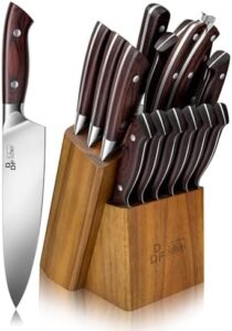 Here is the optimized SEO meta description:

"Master cooking with this 16-piece Japanese stainless steel knife set, featuring ultra-sharp chef knives and ergonomic handles. Sharpener included. Perfect for professional chefs or home cooks."