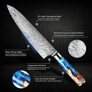 Elevate your cooking experience with SENKEN's 7-Piece Damascus Kitchen Knife Set, featuring 67-layer Japanese VG10 steel and a range of versatile blades.