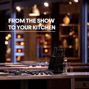 Unlock your culinary skills with the MasterChef Kitchen Knife Set, featuring 15 professional-grade knives with high-carbon stainless steel blades and triple-riveted handles. Perfect for home cooks and chefs alike, this comprehensive set includes a sharpener and scissors.