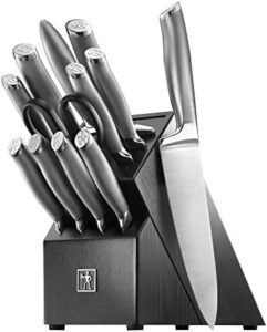 Elevate your kitchen experience with the Henckels Modernist 13-pc Knife Set, featuring a chef knife, paring knife, and steak knife. Includes block storage for easy organization, all in durable stainless steel.