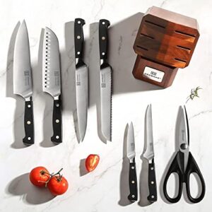 Discover the ultimate kitchen companion! KEEMAKE's 8-piece knife set features razor-sharp high-carbon stainless steel blades and a compact block for efficient storage. Perfect for chopping, slicing, and dicing with ease.