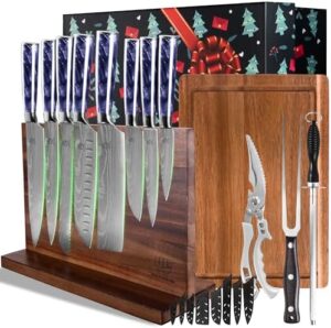 Discover the ultimate kitchen gift with this 13-piece Dragon Knife Gifts set, featuring a magnetic block holder, cutting boards, and more. Perfect for cooking enthusiasts!