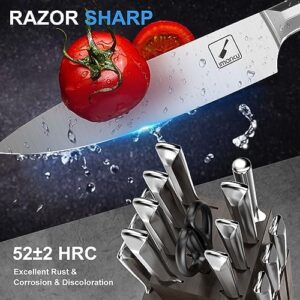 Discover the ultimate kitchen companion - imarku's 16-piece high-carbon stainless steel knife set. Includes ultra-sharp knives, sharpener, and block. Perfect for home cooks and chefs alike, dishwasher safe and great as a gift.