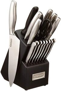 Discover the Cuisinart 17pc Block Knife Set with durable steel blades for precise cutting. Lightweight and dishwasher safe, this comprehensive cutlery set is perfect for home or professional use.