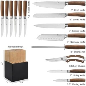 Here is the generated meta description:

"Elevate your cooking experience with Natura's 15-piece knife block set featuring ultra-sharp high-carbon stainless steel blades and a sturdy wooden handle. Perfect for any kitchen, get ready to slice, dice, and conquer with precision and ease."
