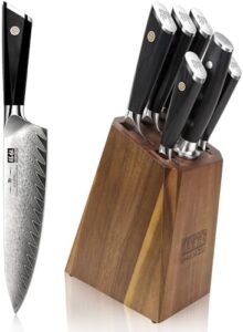 Here is the optimized meta description:

"Upgrade your cooking experience with this SHAN ZU 7-Piece Professional Knife Sets featuring Japanese 10Cr15CoMoV Super Steel and G10 handle, perfect for chefs and home cooks. Enjoy precision cutting and slicing, plus a convenient knife block set."